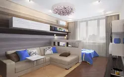 Дызайн спальні з ложкам і канапай у сучасным стылі