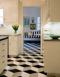 Combined tiles on the kitchen floor photo