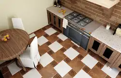 Камбінаваная плітка на кухні на падлозе фота