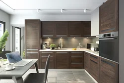 Color combination in the kitchen interior gray brown