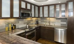 Color combination in the kitchen interior gray brown