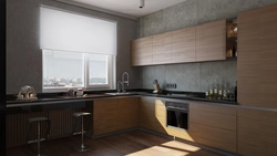 Color combination in the kitchen interior gray brown