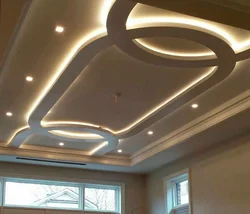Modern plasterboard ceilings in living room photo