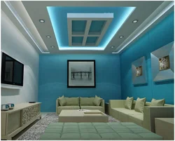 Modern plasterboard ceilings in living room photo