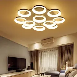 Светодиодные люстры в интерьере гостиной
