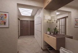 Üç otaqlı panel evinin koridorunun dizaynının fotoşəkili