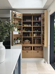 Kitchen design with pantry in apartment