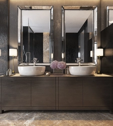 Interior of washbasins in the bathroom photo