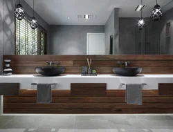 Interior of washbasins in the bathroom photo