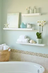 Bathroom interior with shelves