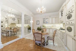 Classic Kitchen Living Room Interior In Light Colors