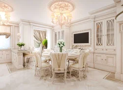 Classic kitchen living room interior in light colors