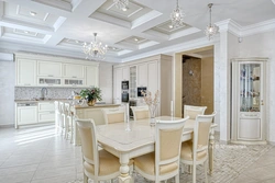 Classic kitchen living room interior in light colors