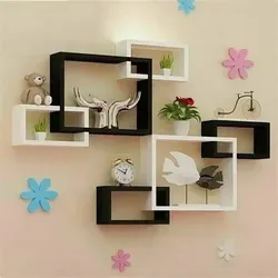 Beautiful shelves in the bedroom photo