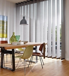 Vertical blinds photo in the kitchen interior