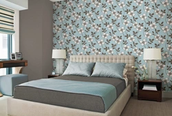 Bedroom Design Wallpaper With Flowers Photo In The Bedroom Interior