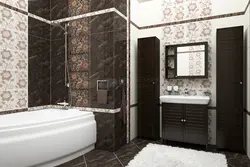 Қоңыр тондардағы ванна бөлмесінің плиткаларының фотосы