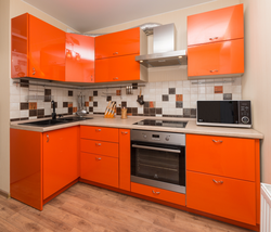 Кухня Дизайн Оранжевая Коричневая