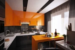 Kitchen design orange brown