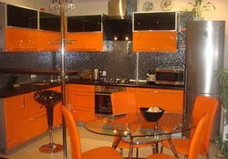 Kitchen design orange brown