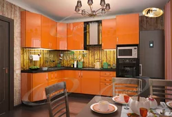 Kitchen design orange brown