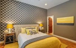 Gray yellow bedroom photo