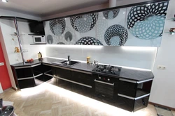Wallpaper for black and white kitchen in the interior