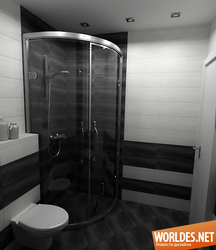 Bath design with black shower cabin