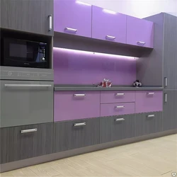 Kitchen interior in lilac gray color