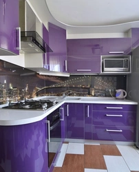 Kitchen Interior In Lilac Gray Color