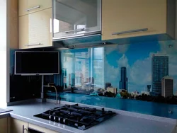Glass panel for kitchen apron photo