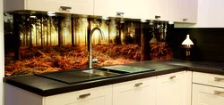 Стеклянная панель на кухню фартук фото