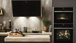 Built-in appliances in the kitchen interior real photo