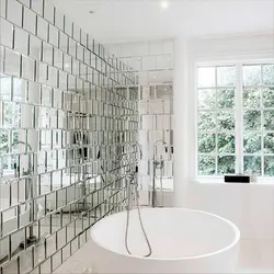 Зеркальная плитка в ванной дизайн