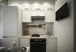 Design of a small kitchen photo sq m with a refrigerator