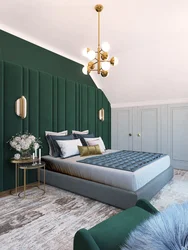 Bedroom in emerald color interior design