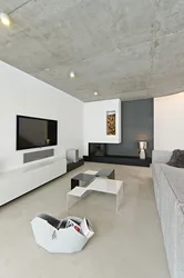 Concrete ceiling in apartment design
