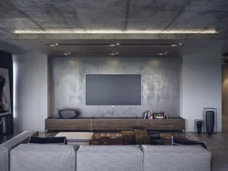 Concrete ceiling in apartment design