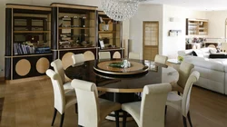 Table in kitchen living room design