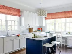 Roman blinds in the kitchen interior