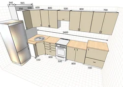 Дызайн кутняя кухня з памерамі