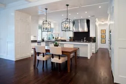 Lamps above the table in the kitchen modern design photo