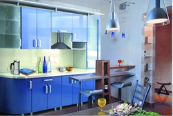 Цвета которые сочетаются с синим в интерьере кухни