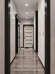 Parlaq müasir üslubda bir evdə koridorun dizaynı