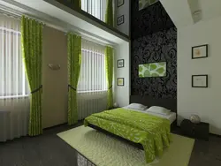 Bedroom Interior With Green Wallpaper Photo