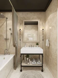 Bathtub with decorative plaster and tiles photo