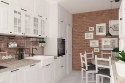 White kitchen in the interior photo with what wallpaper