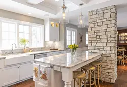 White kitchen in the interior photo with what wallpaper