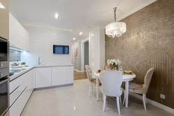 White Kitchen In The Interior Photo With What Wallpaper