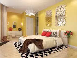 Yellow color in the bedroom interior